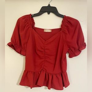 Altar'd State Ruched Puff Sleeve Crop Top